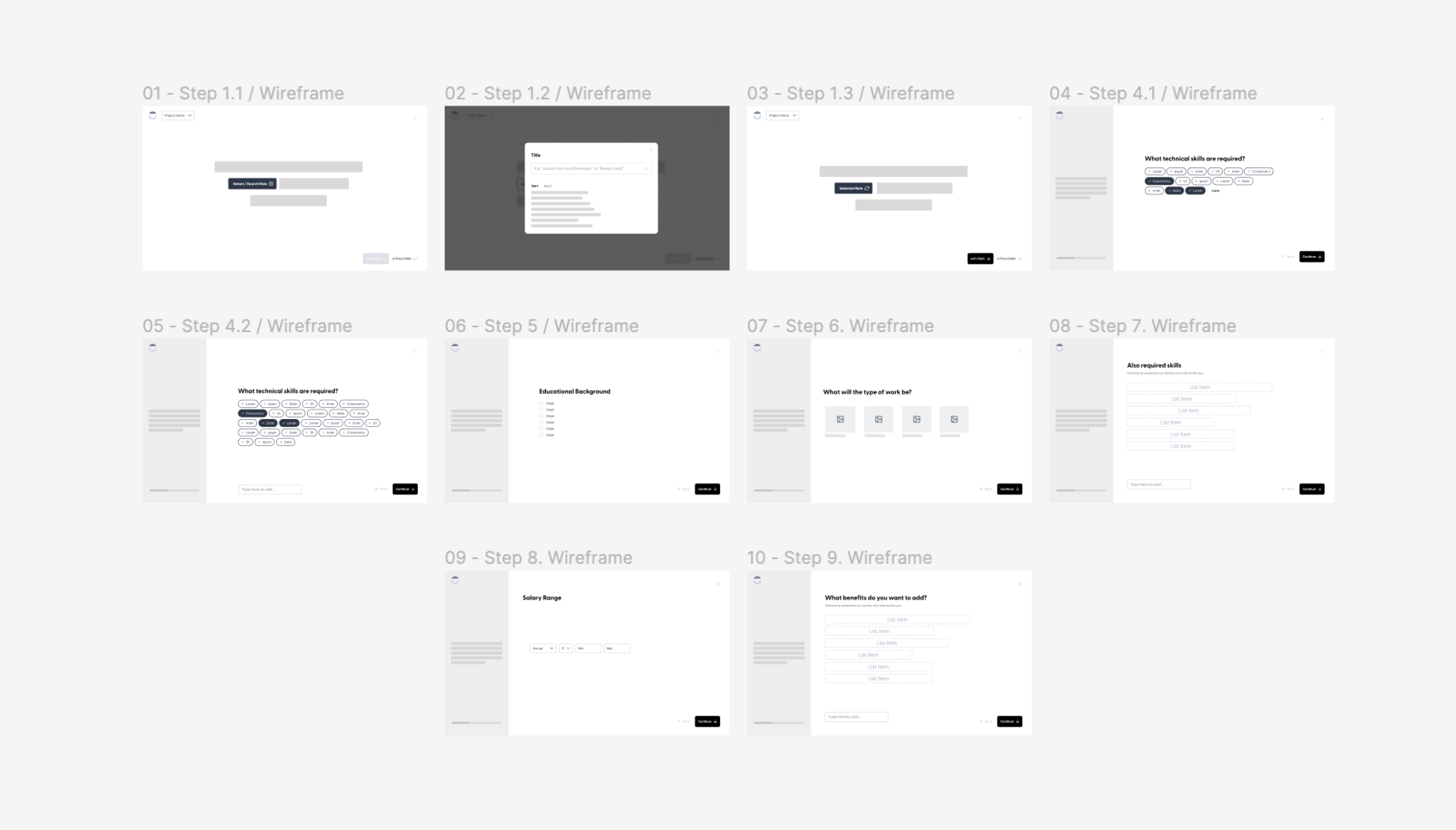 Hiring Cycle Wireframe Step